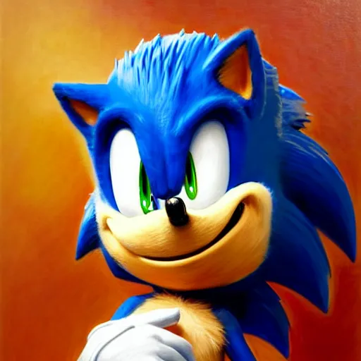 Image similar to a portrait of sonic the hedgehog. highly detailed painting by gaston bussiere, craig mullins, j. c. leyendecker, furry