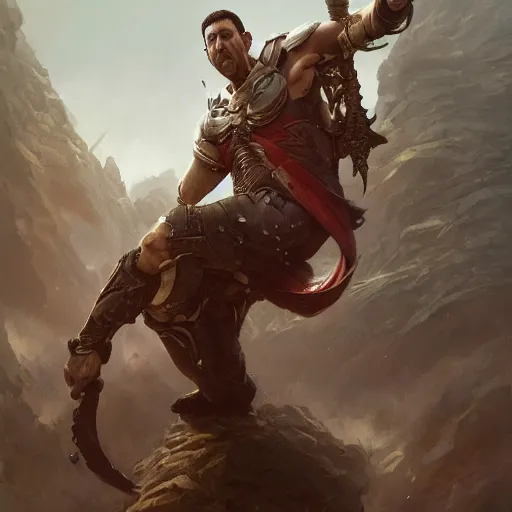 Image similar to portait of a adam sandler swinging his long sword, front game card, drark, marvel comics, dark, intricate, highly detailed, smooth, artstation, digital illustration by ruan jia and mandy jurgens and artgerm and wayne barlowe and greg rutkowski and zdislav beksinski