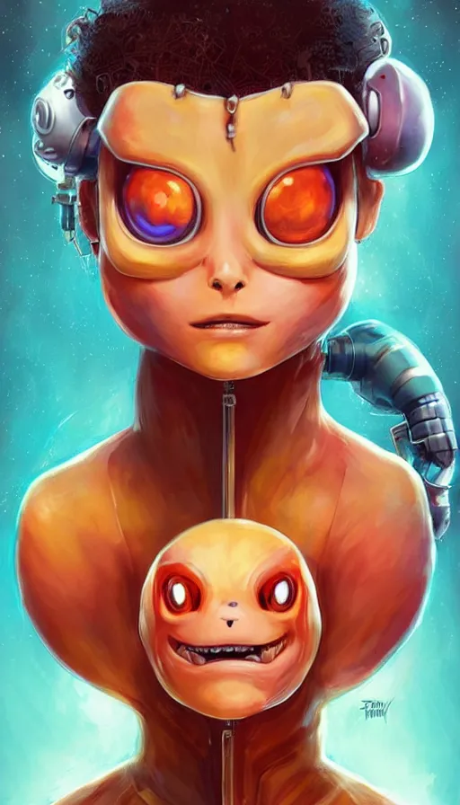 Prompt: lofi BioPunk Pokemon Charmander portrait Pixar style by Tristan Eaton_Stanley Artgerm and Tom Bagshaw,