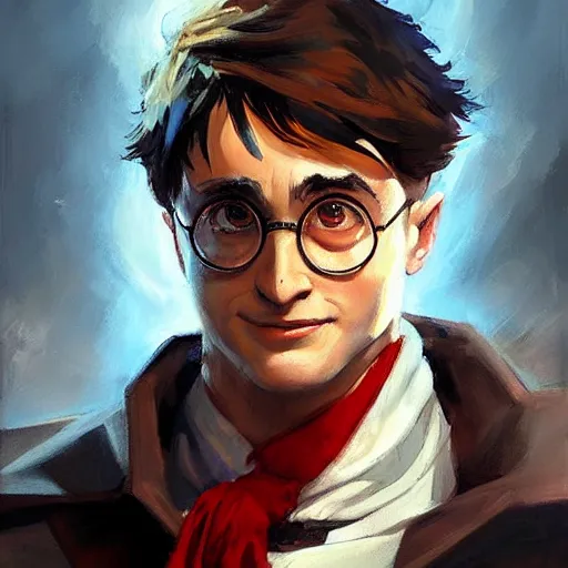 Prompt: greg manchess portrait painting of harry potter as overwatch character, medium shot, asymmetrical, profile picture, organic painting, sunny day, matte painting, bold shapes, hard edges, street art, trending on artstation, by huang guangjian and gil elvgren and sachin teng