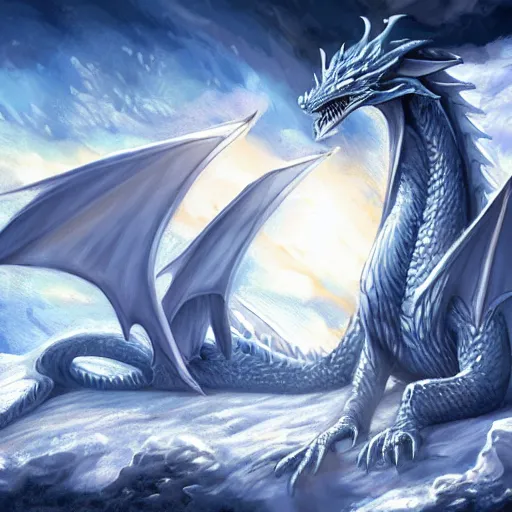 Image similar to ice dragon eternally sleeping in the permafrost has decided to wake up to rule them all
