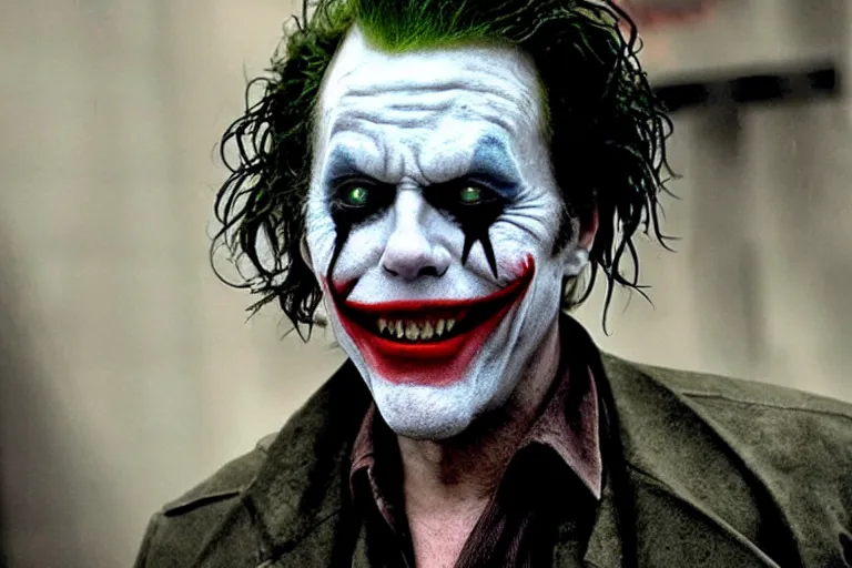 Image similar to tom waits as joker in dark knight