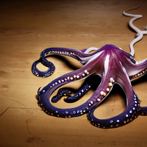 Image similar to octopus with past as its tentacles, and a basketball as its body