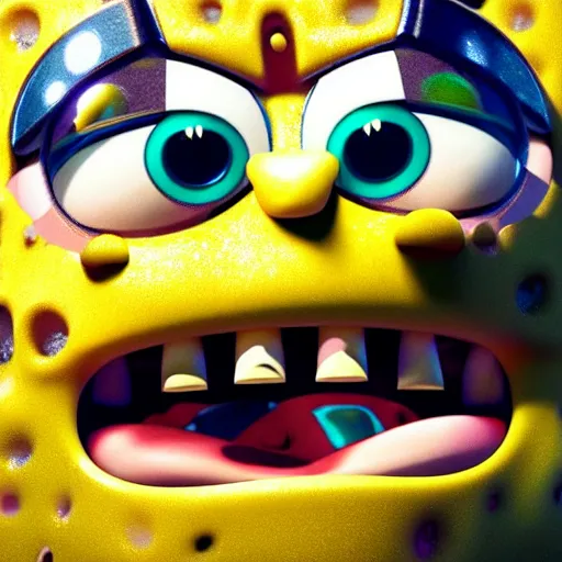 Image similar to perfectly - centered close - up face - portrait of evil spongebob, intricate, elegant, super highly detailed, professional digital painting, artstation, concept art, smooth, sharp focus, no blur, no dof, extreme illustration, unreal engine 5, 8 k, by anne stokes