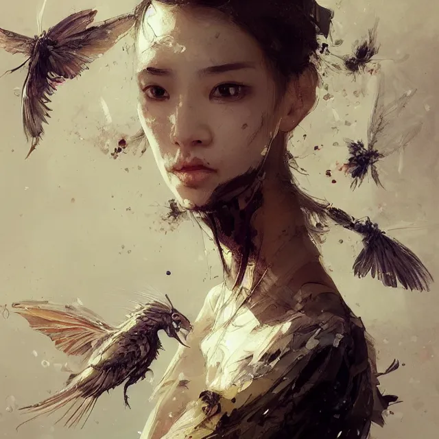 Image similar to very beauty girl asian, wings, hyper detailed, insane details, intricate, elite, elegant, luxury, by ismail inceoglu dragan bibin hans thoma greg rutkowski alexandros pyromallis rene maritte illustrated, perfect face, fine details, realistic shaded, fine - face, pretty face