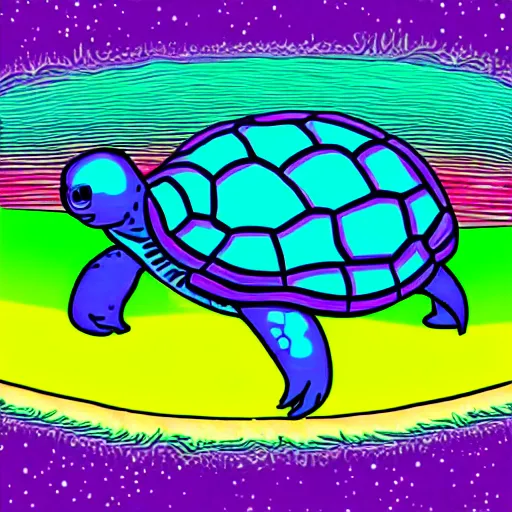 Prompt: vapor wave turtle