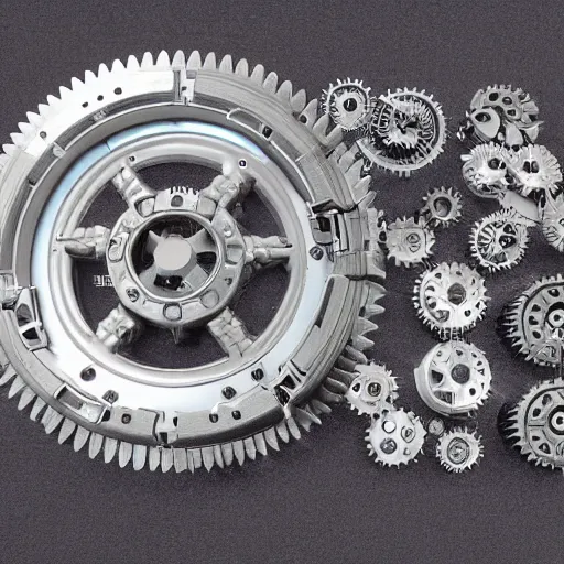 Image similar to cybernetics wings high resolution intricated zodiac gears springs details