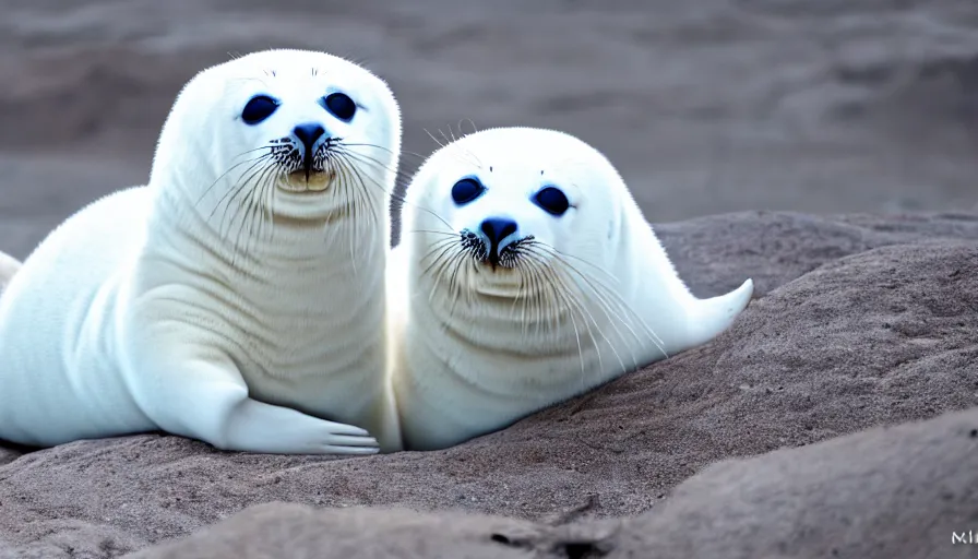 Prompt: cute furry white baby seals, extreme maximalism, 4 k resolution