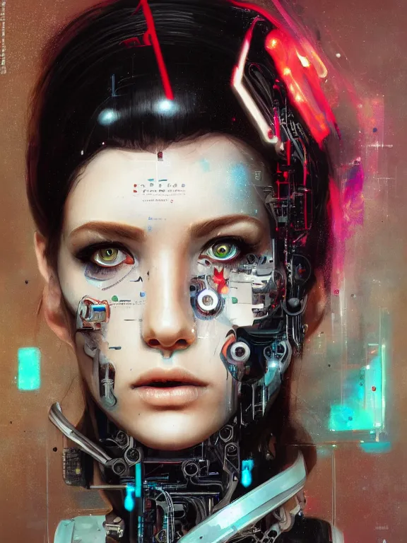 Image similar to portrait of woman as cybernetic organism,8k,by tristan eaton,Stanley Artgermm,Tom Bagshaw,Greg Rutkowski,Carne Griffiths,trending on DeviantArt,face enhance,hyper detailed,minimalist,cybernetic, android, blade runner