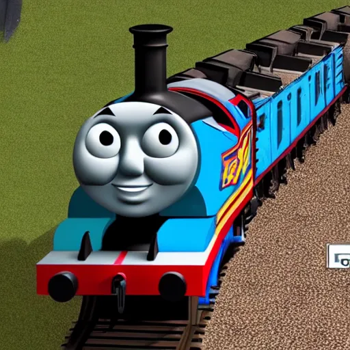 Prompt: thomas the tank engine retrofited for zombie apocolypse