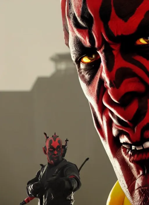 Image similar to highly detailed portrait darth maul with yellow eyes in gta v, unreal engine, fantasy art by greg rutkowski, global illumination, radiant light