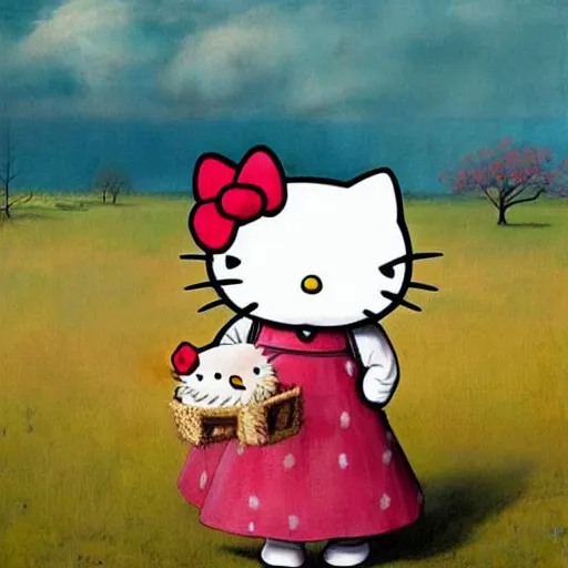 Image similar to Hello Kitty, artwork by Esao Andrews,