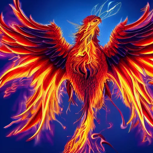 Prompt: hyperdetailed photo of a phoenix with its full body flaming and wings spread 8 k extremely detailed hd hyperrealism fiery extremely accurate