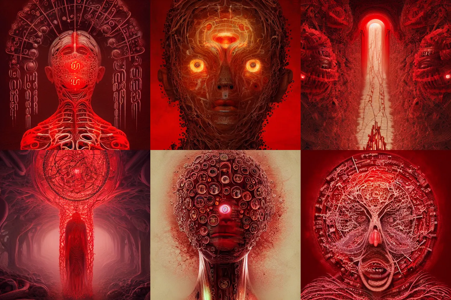 Prompt: mantra art made of organs by Greg Rutkowski and Zdzislaw Belkinski , digital art, surreal, horror,red, HD, 8K