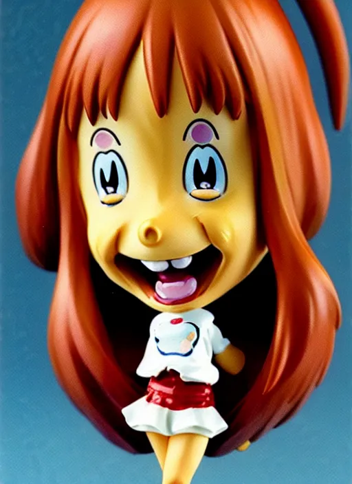 Prompt: a lifelike oil painting of an anime girl figurine caricature with a big dumb grin featured on wallace and gromit by arthur szyk made of madballs