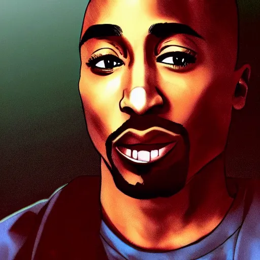 Image similar to Tupac Shakur, screenshot from a 2012s anime