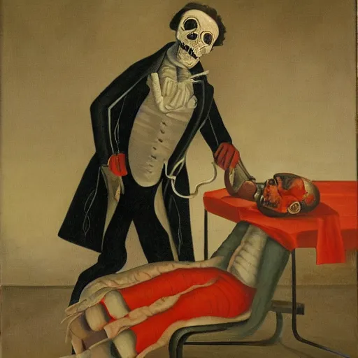 Image similar to doctor death, by Robert Pepperell, oil on canvas