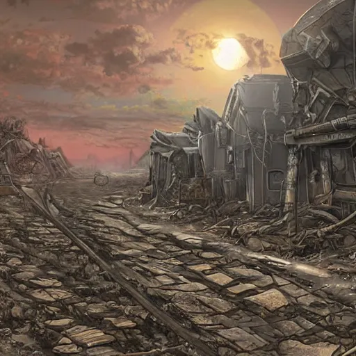 Prompt: a digital art ultra detailed from a apocalypse wasteland by Waya Steurbaut