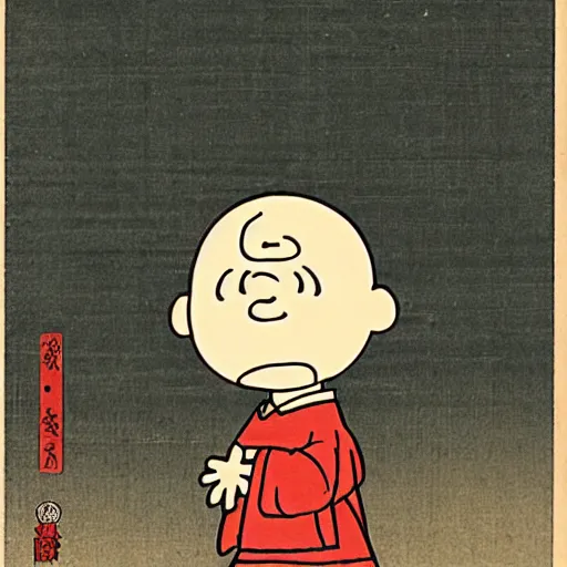 Image similar to charlie brown, ukiyo - e