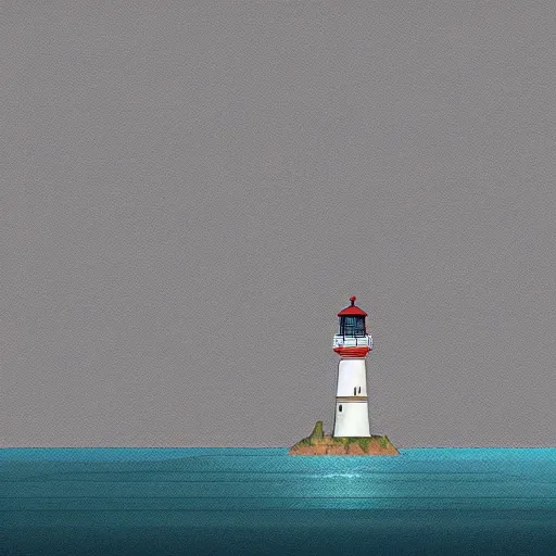 Prompt: digital art of a coastal landscape with a lighthouse, by Disco Elysium