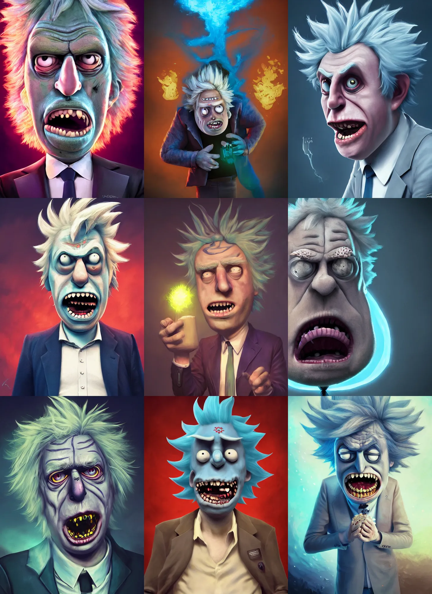 Prompt: Boris Johnson as Rick Sanchez from Rick and morty, vivid colors, dark shadows, contrast, concept art, sharp focus, digital art, Hyper-realistic, 4K, Unreal Engine, Highly Detailed, Dramatic Lighting, Beautiful, by Brom, bastien lecouffe-deharme