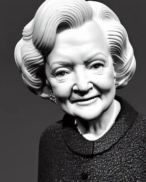 Image similar to A sculpture of Betty White by michelangelo, marble, volumetric lighting, Unreal Engine 5, Photorealistic