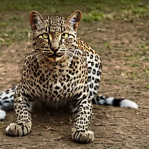 Image similar to cat with a head of a leopard, national geographic