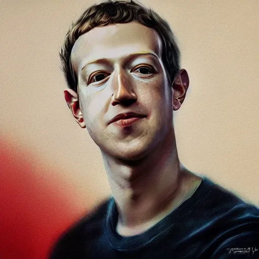 Prompt: hyper realistic, portrait of mark zuckerberg ethnicity : asian, painted by greg rutkowski, wlop, loish,