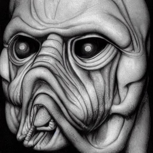 Prompt: portrait-photograph of an alien by H R Giger ::