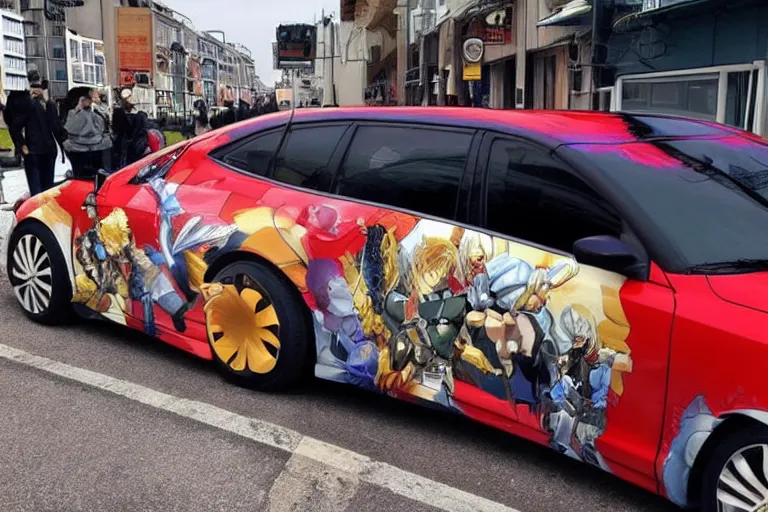 Image similar to anime-car-wrap, putin