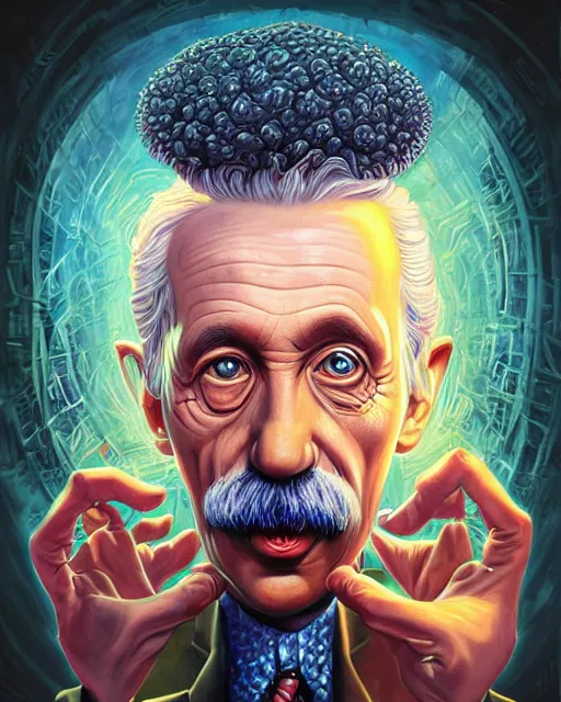 Prompt: lovecraft lovecraftian portrait of einstein, pixar style, by tristan eaton stanley artgerm and tom bagshaw.