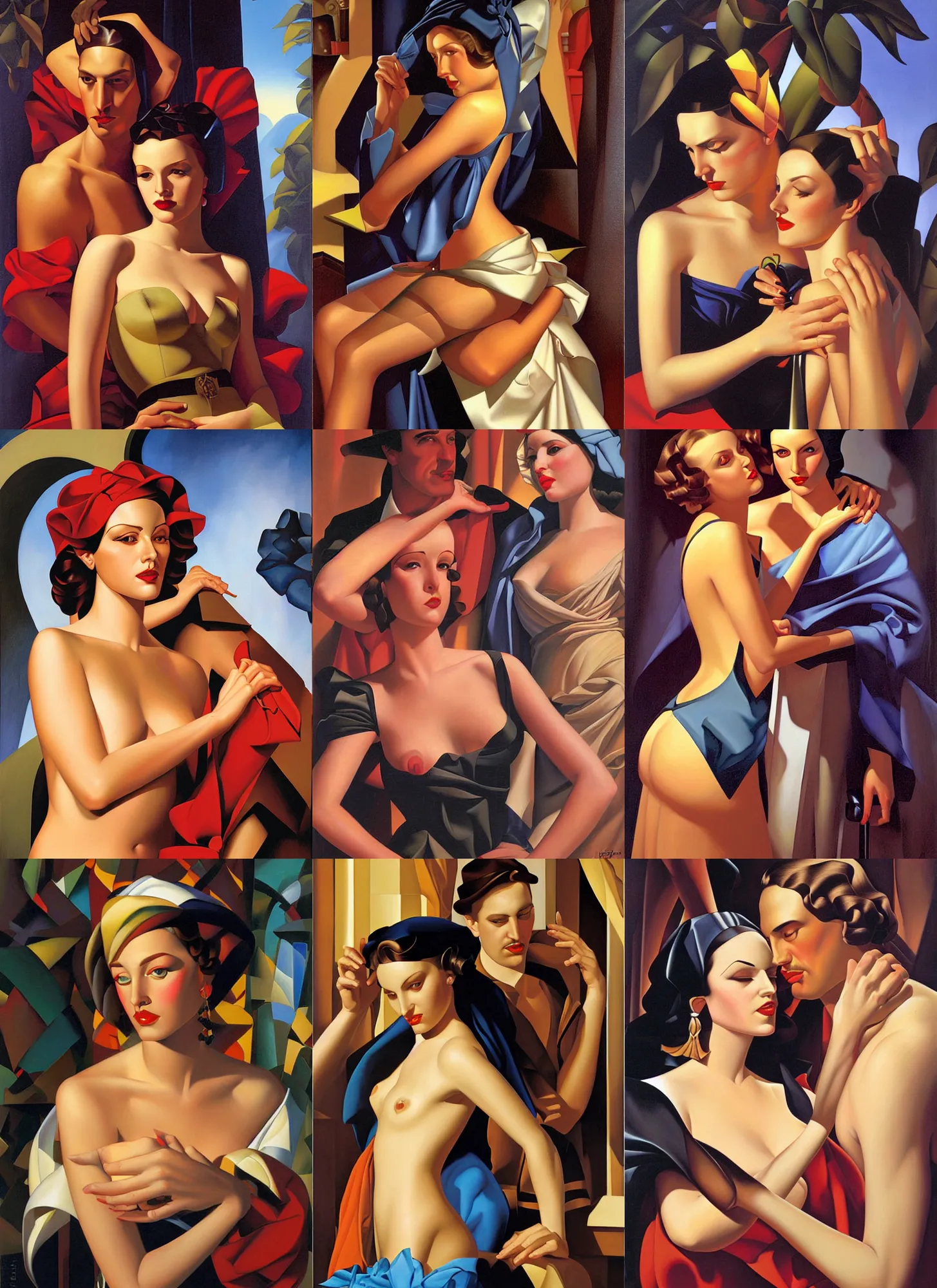 Prompt: painting by greg hildebrandt and tamara de lempicka