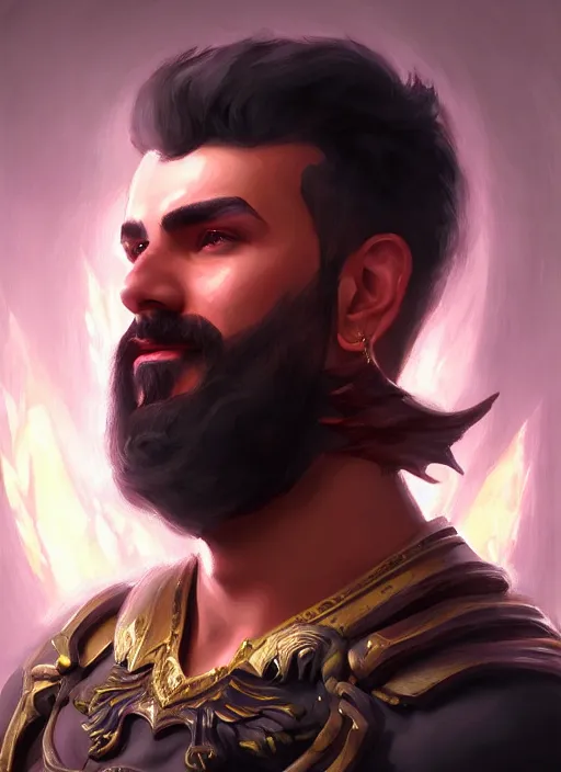 Prompt: a _ fantasy _ style _ portrait _ painting _ of esfandtv, rpg dnd oil _ painting _ unreal _ 5 _ daz. _ rpg _ portrait _ extremely _ detailed _ artgerm _ greg _ rutkowski _ greg