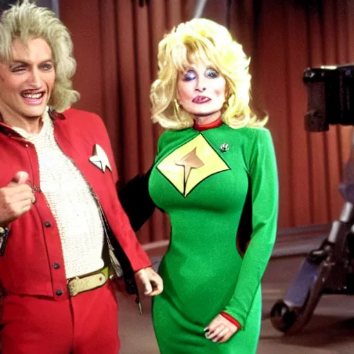 Image similar to Dolly Parton guest stars on an episode of Star Trek: Deep Space Nine