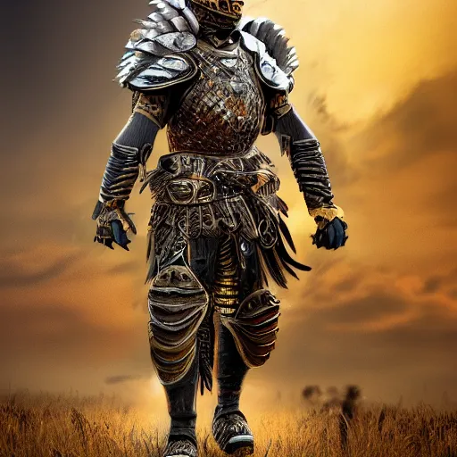 Image similar to warrior with falcon armour, highly detailed, 4k, HDR,