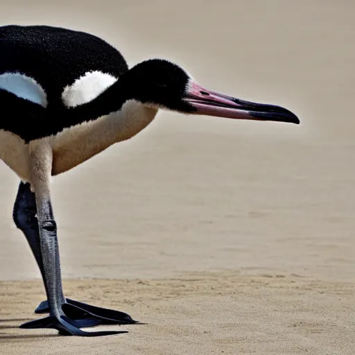 Image similar to an ostrich penguin hybrid, an ostrich mixed with a penguin