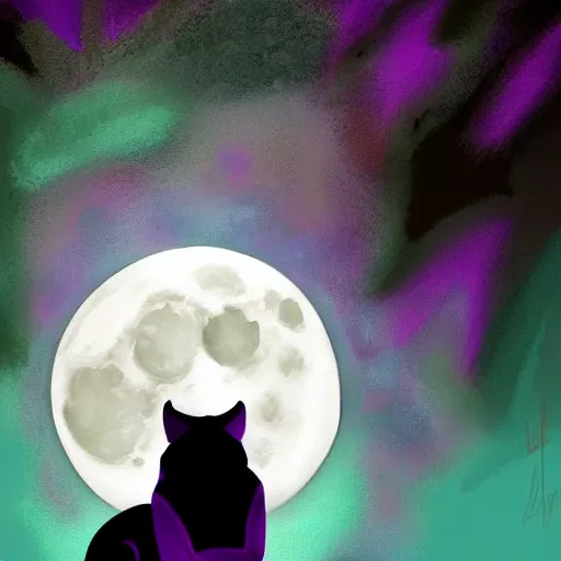 Image similar to digital painting of a large purple panther roaring at night. moon in background. digital drawing, illustration, 4 k, highly detailed, artstation, realistic, dramatic, darkness.