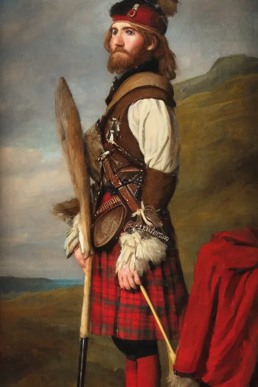 Image similar to a portrait of a Scottish laird wearing a balmoral, art