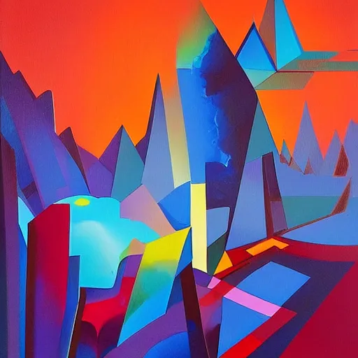 Image similar to a painting in the style of stanton macdonald - wright.