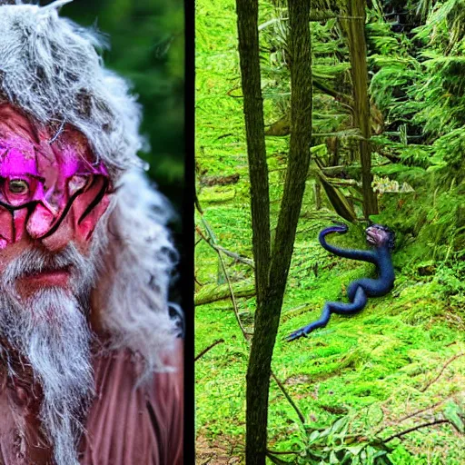 Image similar to photograph of a wizard lizard man at oregon hotsprings