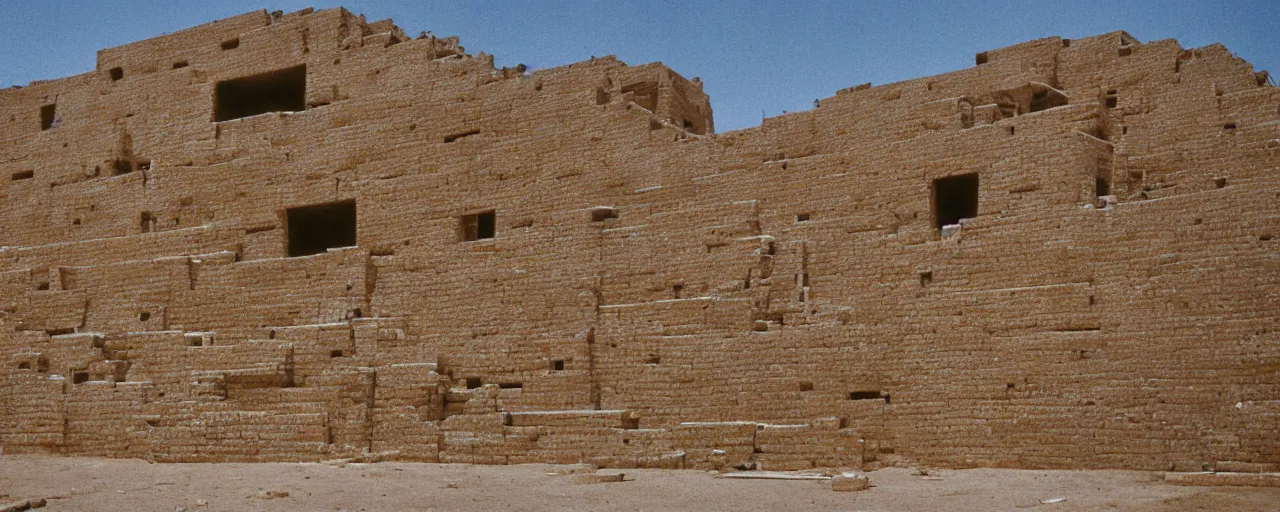 Prompt: an ancient mesopotamian ziggurat built with spaghetti, architectural, minimal, canon 5 0 mm, wes anderson film, kodachrome