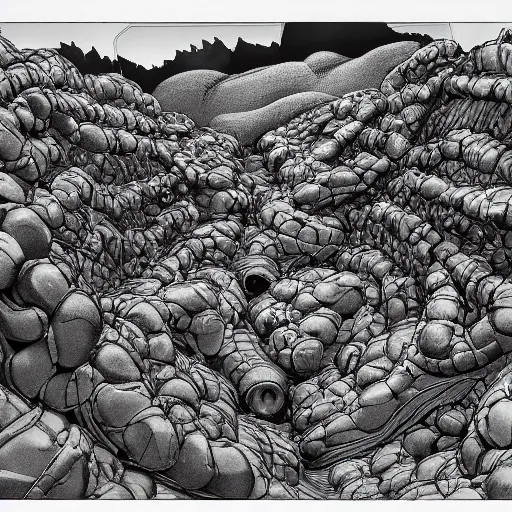 Image similar to a crawling mountain of muscles, highly detailed, manga, award winning pictures, by studio mappa, by studio wit