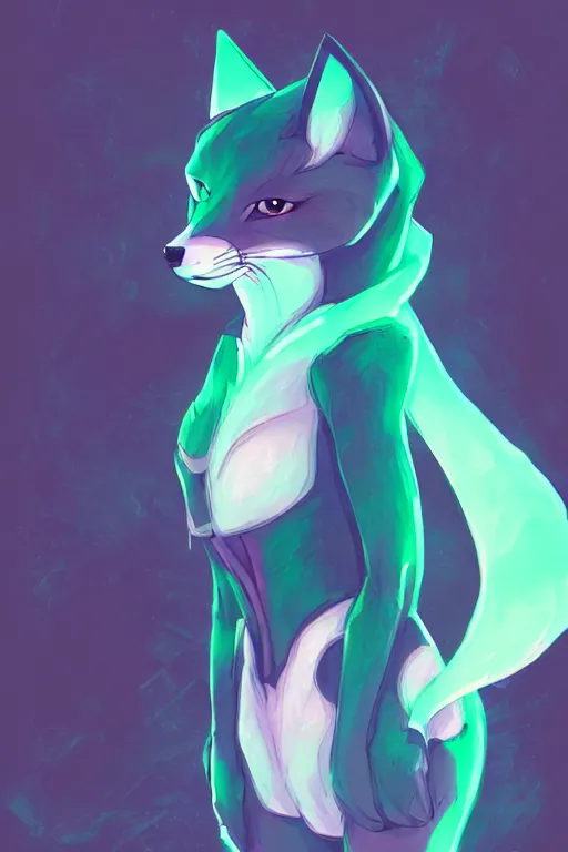 Image similar to a fox fursona, trending on artstation, by kawacy, furry art, digital art, cyberpunk, high quality, backlighting