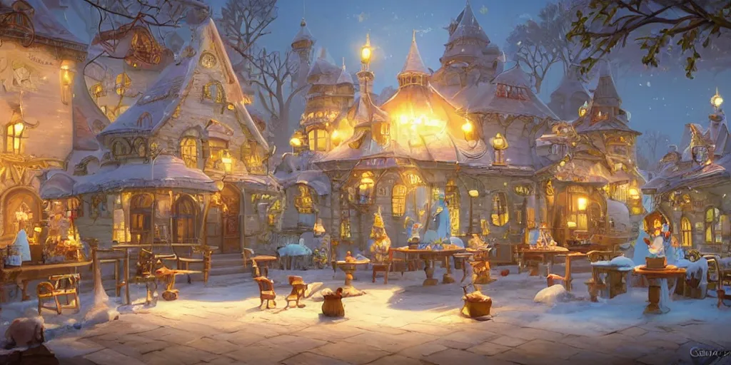 Image similar to A fairy tale style ice cream factory， full of details, matte painting, concept art, smooth,Bright sunshine， by Cory Loftis and Evgeny Lushpin and WLOP，Soft light atmosphere，trending on cgsociety and Blender， unreal engine，8kHDR，light effect，rtx on，-H 768