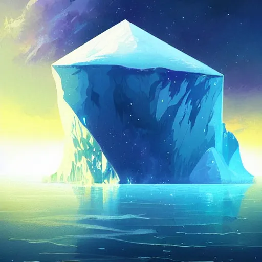 Image similar to iceberg floating in space, by anato finnstark, by alena aenami, by john harris, by ross tran, by wlop, by andreas rocha