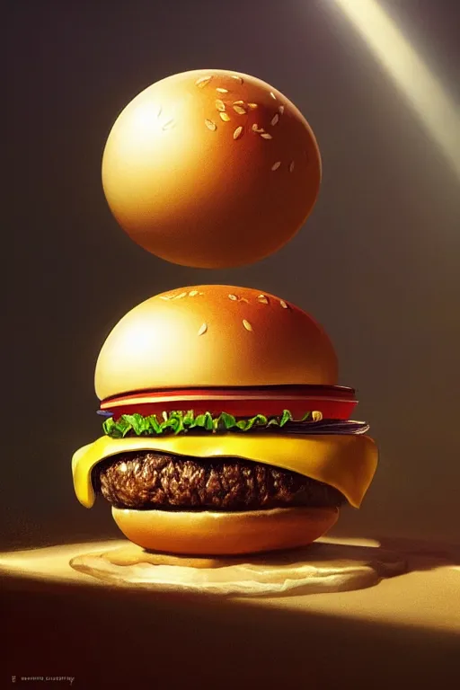 Prompt: a hamburger as a faberge egg, anatomy, bathed in light, highly detailed, photorealistic, artstation, smooth, sharp focus, illustration, unreal engine 5, 8 k, art by artgerm and greg rutkowski and edgar maxence