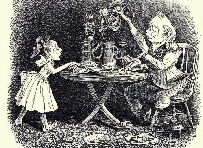 Image similar to Tenniel illustration of Alice in Wonderland Lewis Carrol