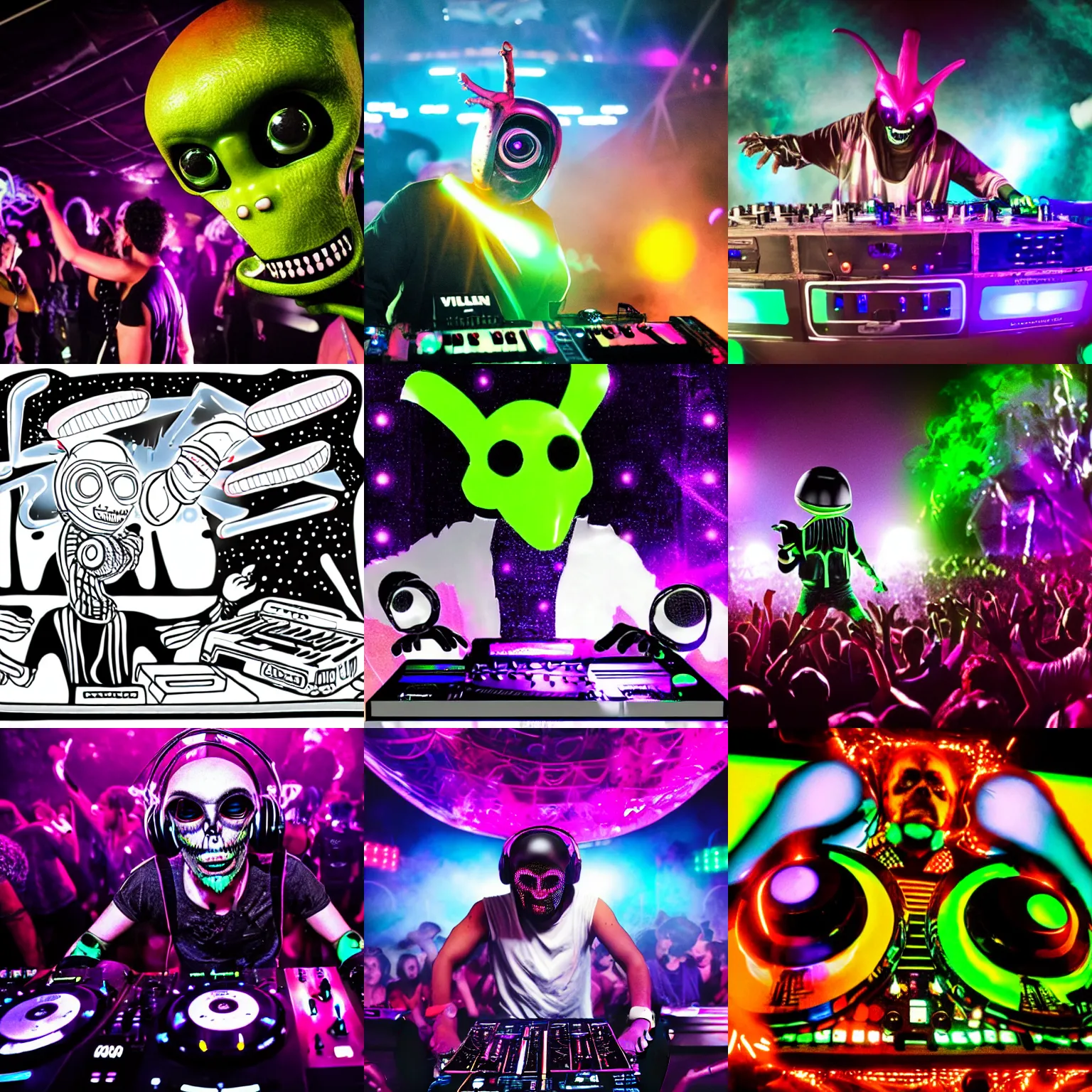 Prompt: alien DJ at a rave