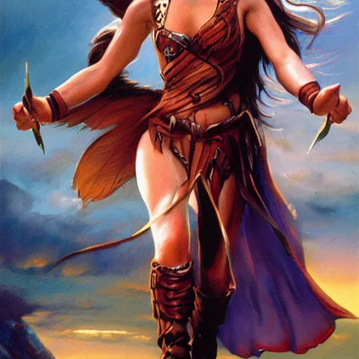 Image similar to Emilia Clark warrior princess by boris vallejo