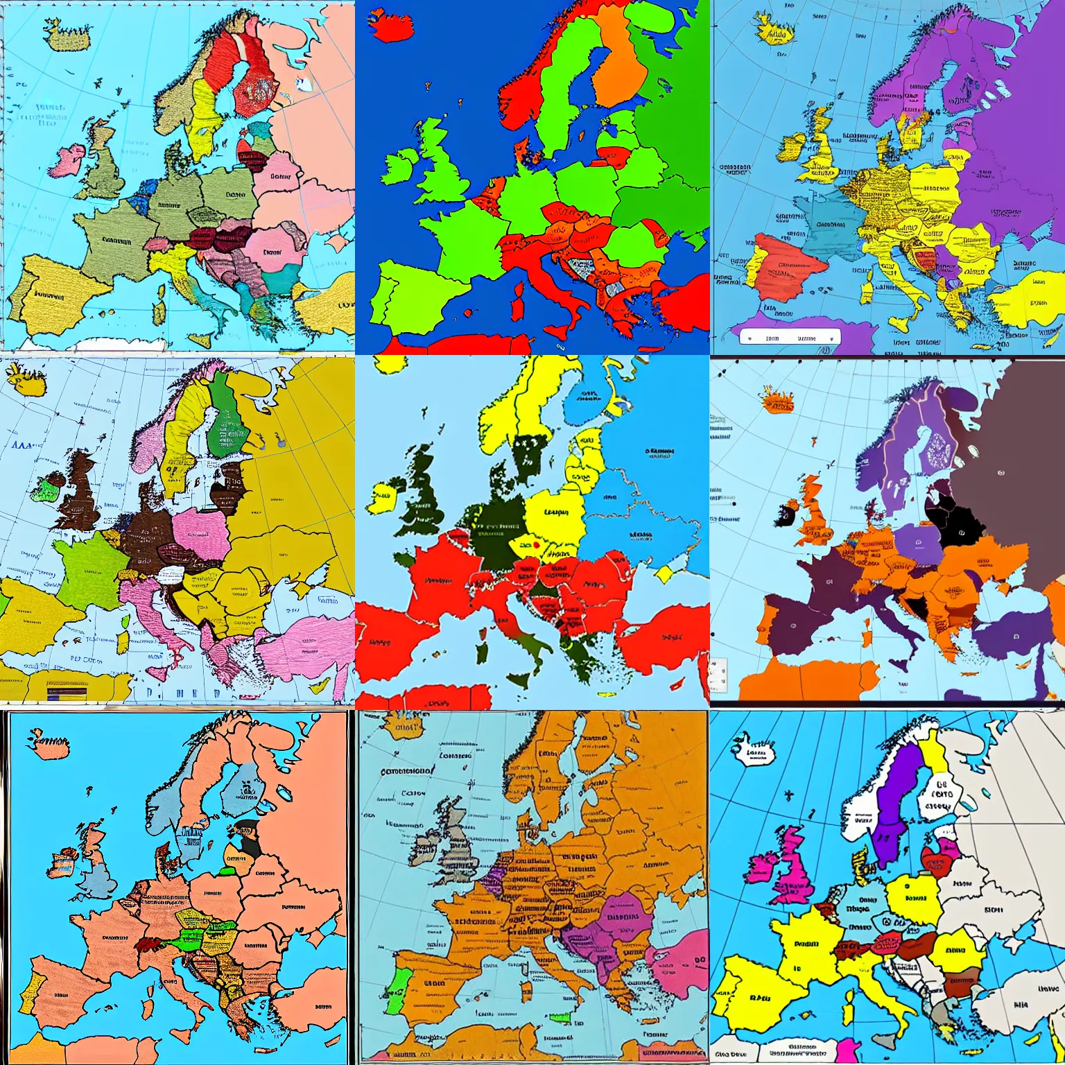 Prompt: a map of europe, colourblind - unfriendly, trending on r / mapporn